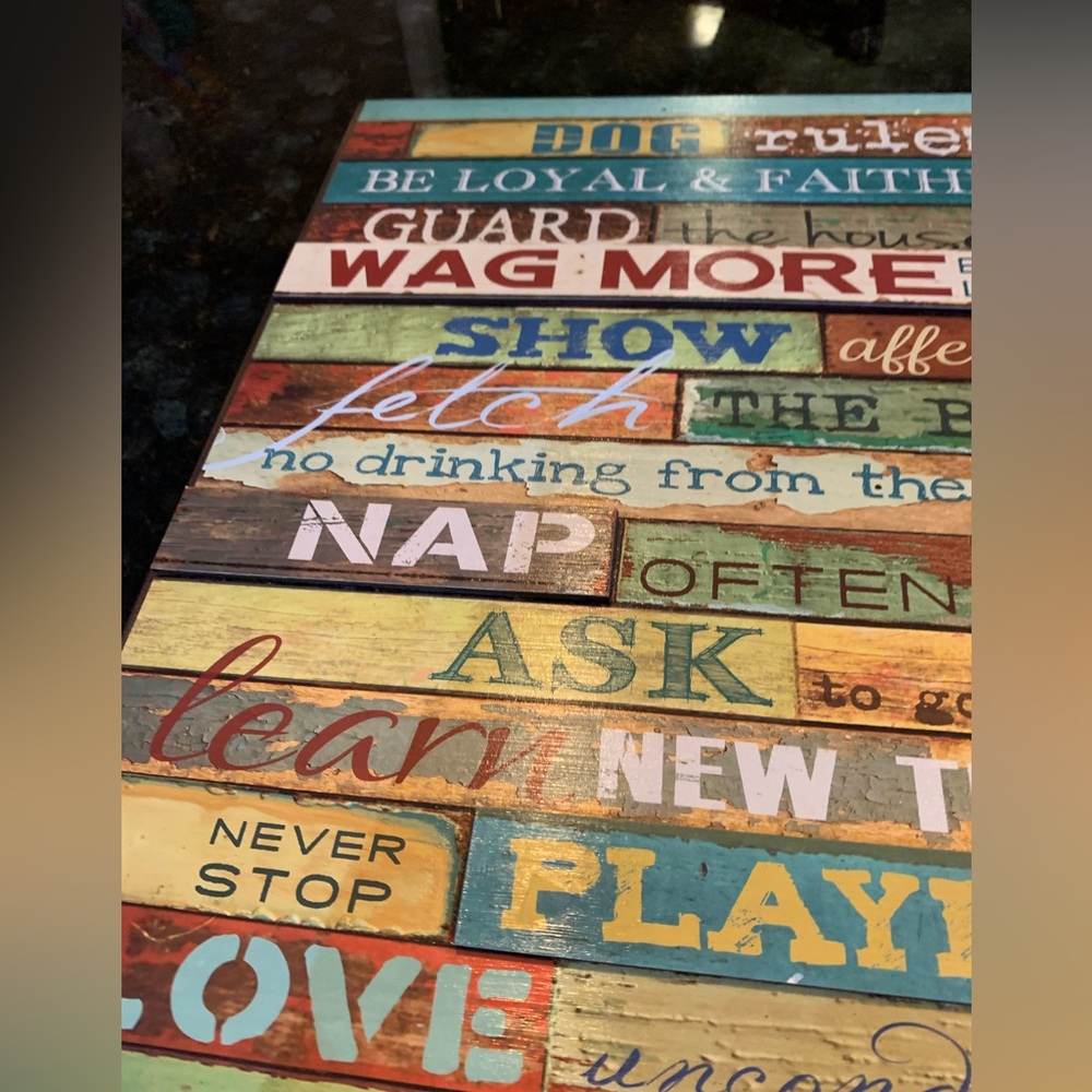 Dog Rules Wooden Wall Decor, Like New, 12 x 16 - Picture 4 of 15